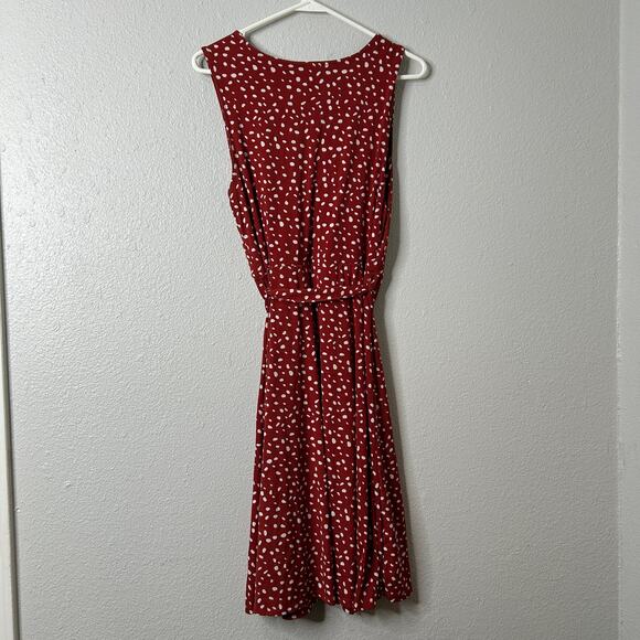 41 Hawthorn Dress Kassidy Faux Wrap V-Neck Burnt Orange Dot Large Jersey Knit - Picture 8 of 9